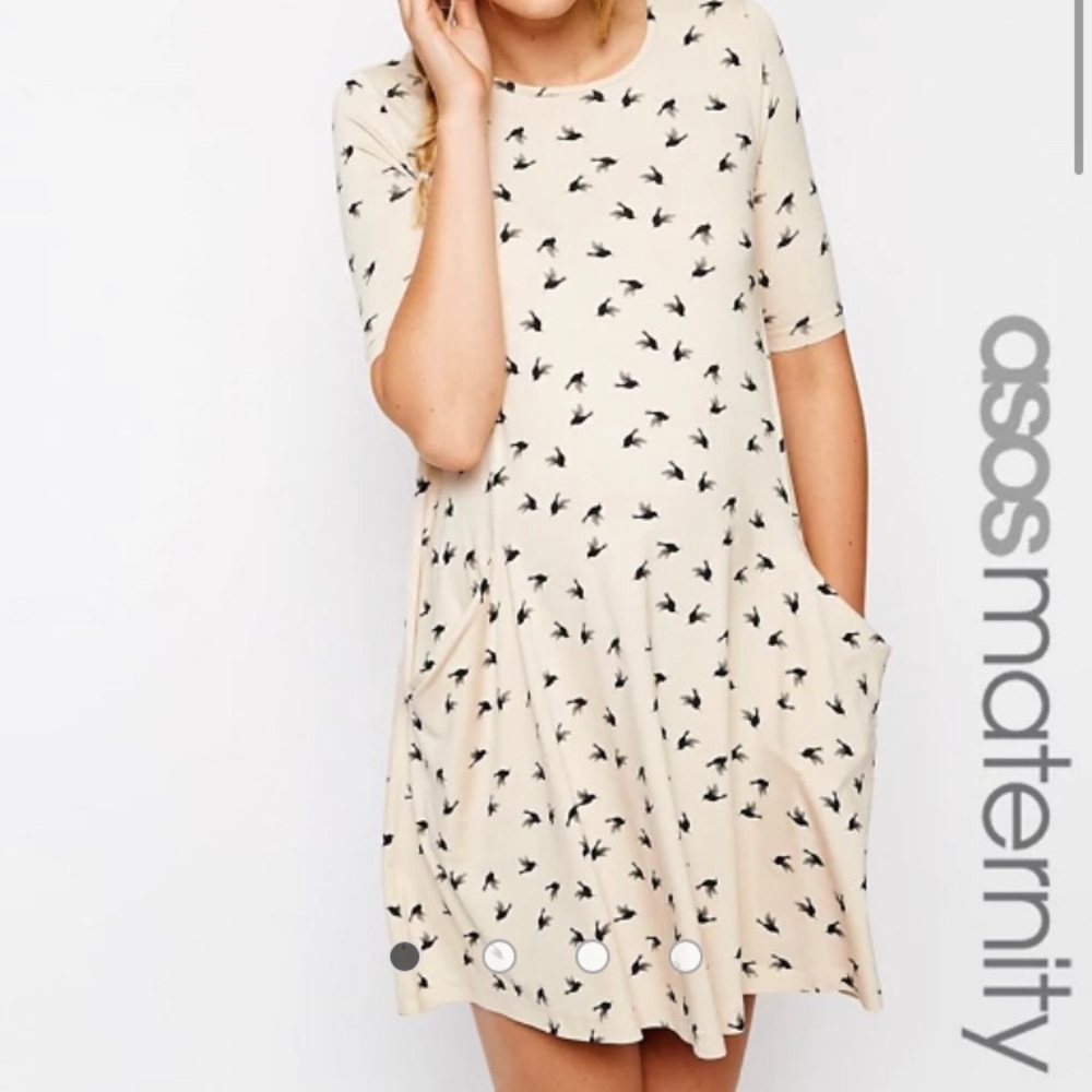 ASOS Maternity bird print Swing Dress W/ pockets